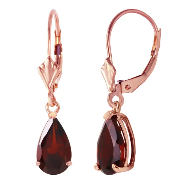 14K. SOLID GOLD LEVERBACK EARRING WITH GARNETS (Rose Gold) $353.56 ...
