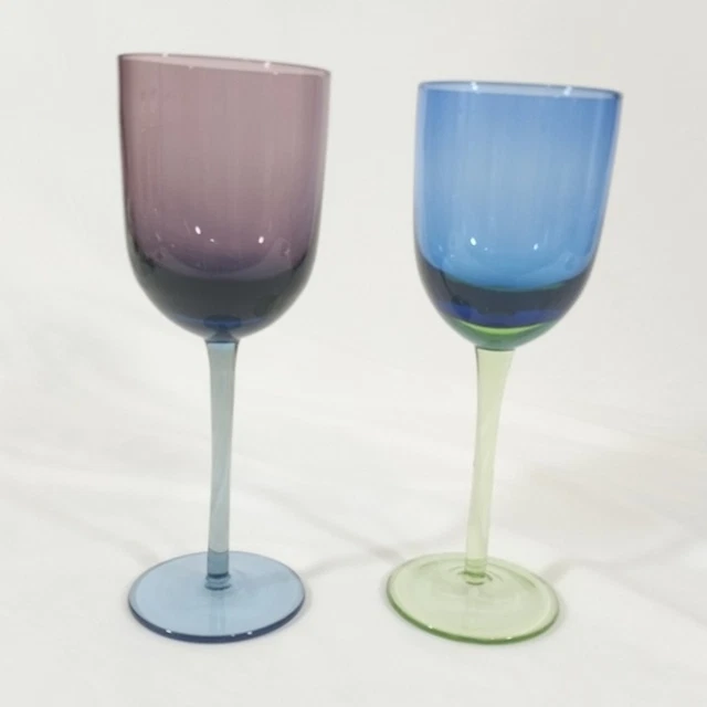 BLOCK Crystal Festival Blue Green Stem Glass Amethyst Blue Stem Wine Glass