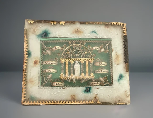 RELIQUAIRE ANCIEN BOITE bois Ste Marguerite XIXème siècle reliquary