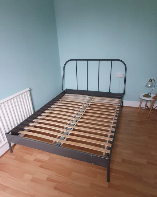 IKEA KOPARDAL DOUBLE Bed Grey Metal Frame with Slatted Base already
