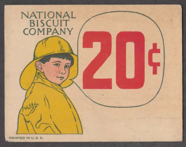 National Biscuit Company UNEEDA Nabisco boy yellow raincoat 20c sign c 1930s