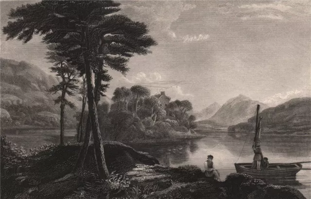 Loch Awe, Argyll and Bute. Scotland 1845 old antique vintage print picture