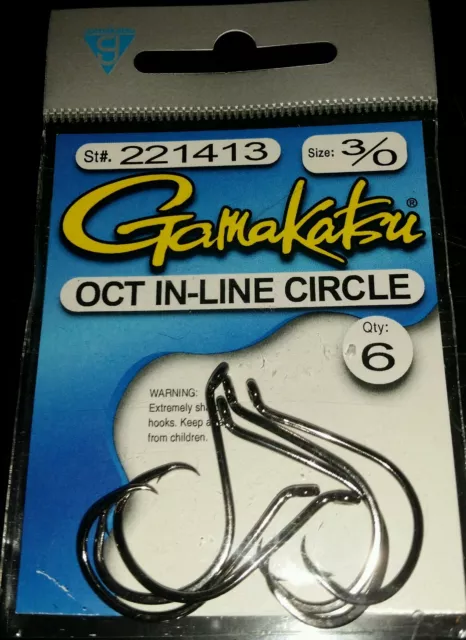 GAMAKATSU 221413 SIZE 3/0 Octopus In-line Circle Fishing Hooks Qty. 6 EUR  3,29 - PicClick FR