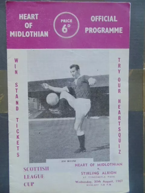 HEART OF MIDLOTHIAN v STIRLING ALBION SCOTTISH LGE CUP 1967-68