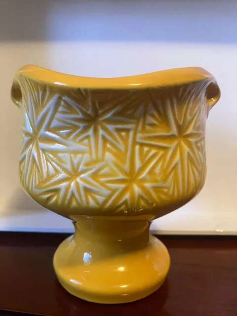 McCoy Pottery Starburst 11 Pedestal Planter, RARE Yellow! Hard To Find!!