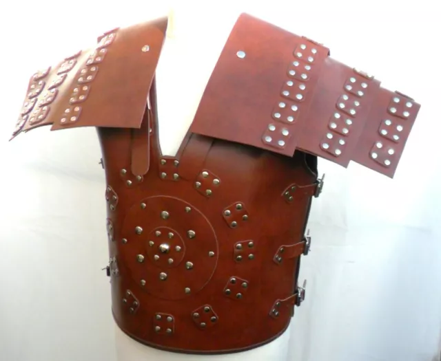 HAND MADE Mans Mens REAL BROWN LEATHER SAMURAI ROMAN GLADIATOR ARMOUR ARMOR