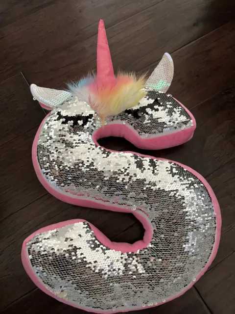 Almohada abatible unicornio inicial S con lentejuelas de justicia para niñas