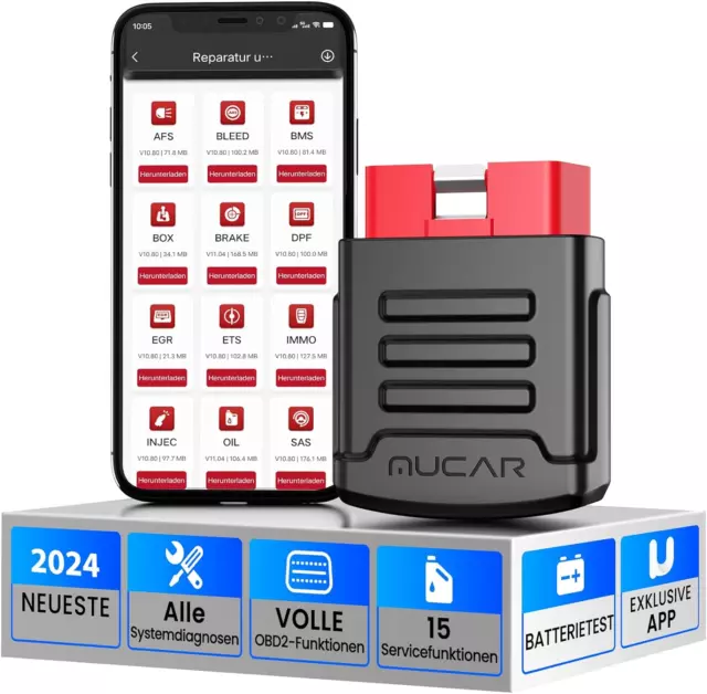 MUCAR BT200 Pro OBD2 Scanner Volle System Auto Auslesegerät KFZ Diagnosegerät DE