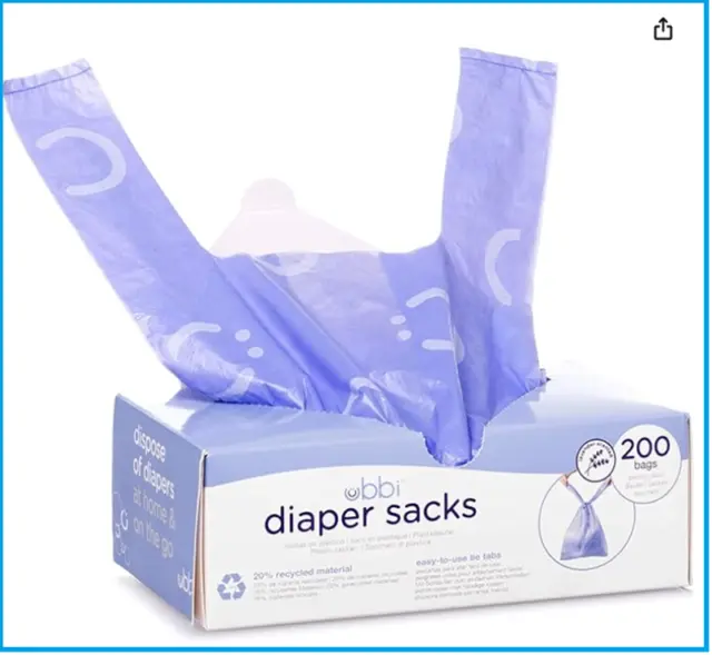 Disposable Diaper Sacks, Lavender Scent, Easy-To-Tie, Pet Waste Bags, 200 count*