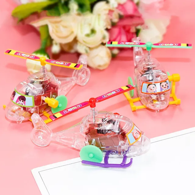 Clockwork Wind Up Toy Transparent Mini Plane Children's Educational Toy