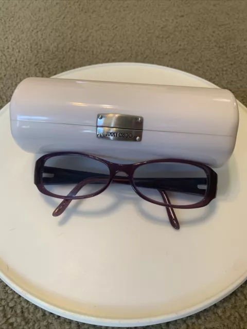 JIMMY CHOO ITALY Eyeglasses Purple Full Rim Frame Gold Tone Hinges With ...
