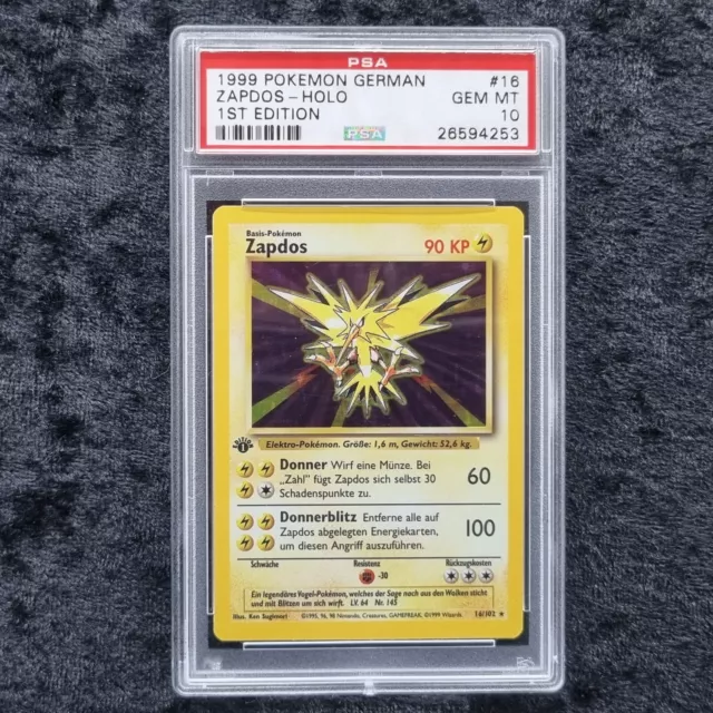 Pokemon Karten PSA 10 Zapdos Holo 1st Edition Base Set German Pokemonkarten