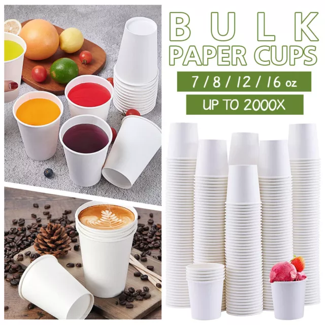 1000pcs Paper Cups Polystyrene Coffee Styrofoam Disposable Insulated Bulk 8 16oz