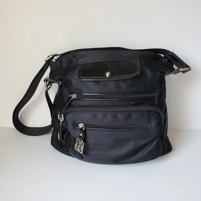 Giani Bernini Black Nylon Handbag Crossbody Organizer Wallet Travel Tote Pockets Giani Bernini Black Nylon Handbag Crossbody Organizer Wallet Travel Tote Pockets