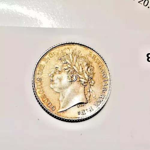 George IV Sterling Silver sixpence, uncirculated 1825 Laureate Head