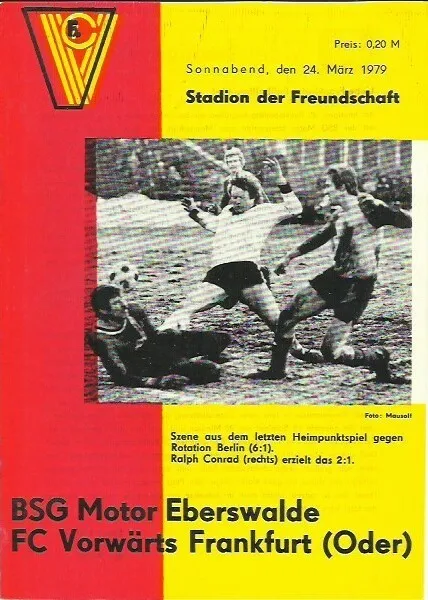 Stadionheft DDR- Liga 24.3.1979 FC Vorwärts Frankfurt/O. - BSG Motor Eberswalde