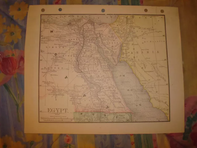 Antique Egypt Color Map Cairo Superb Detailed Rare Nr
