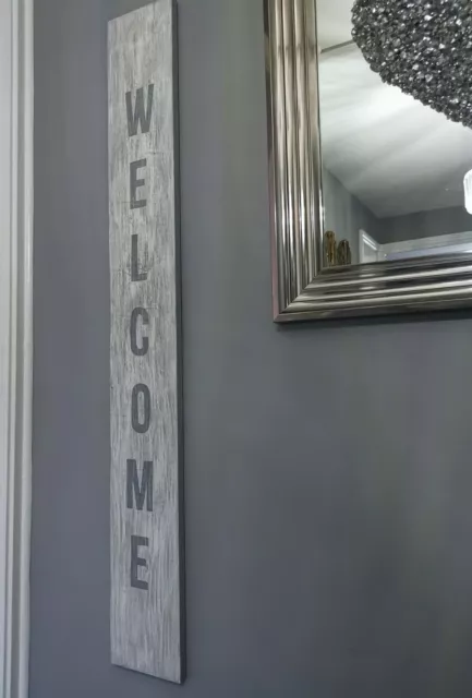 Wooden Rustic Welcome Home Sign Shabby Chic Grey Decor Large