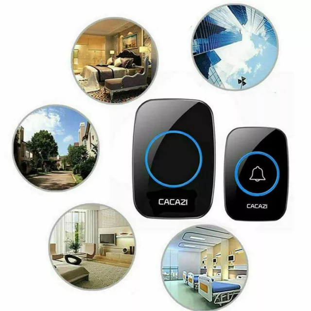 Wireless Door Bell Chime Battery Operated Cordless Waterproof 300m 38 Melodies 2