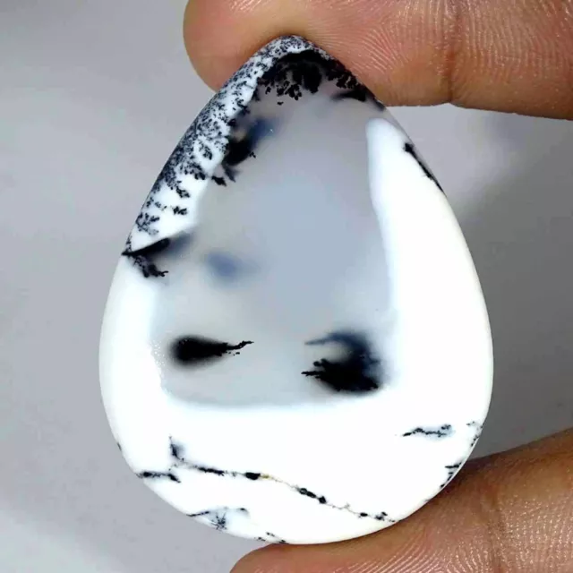 66.00Cts Natural Dendrite Opal Pear Cabochon Loose Gemstone 37x48x5mm