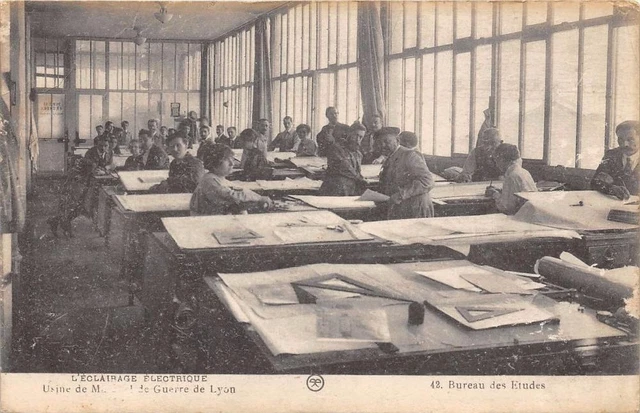 Cpa 69 Lyon Electric Lighting War Materials Factory Design Office