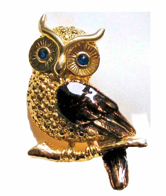 Broche Vintage Hibou Signée Léa Stein En Rhodoïd - Occasion - Bijou De Collection