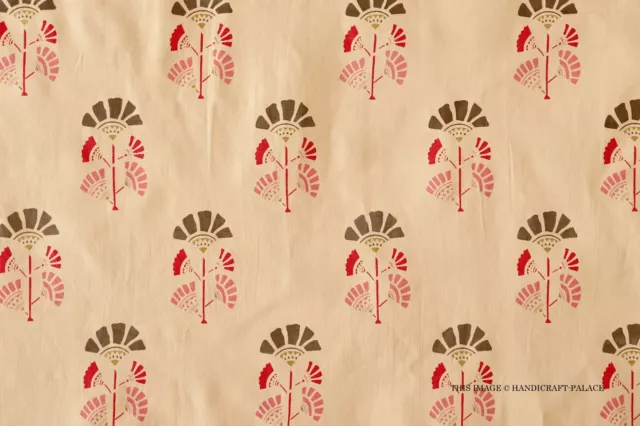 Tissu Coton Main Bloc Imprimé Floral Pure Course Indien Neuf Vintage 4.6m