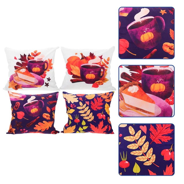 4 Pcs Kissenbezug PP Baumwolle Thanksgiving-Kissenbezüge Fallende Kissenbezüge