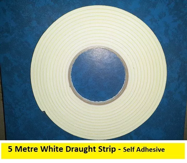 Draught Seal Foam Tape Strip - Sticky Back - Window & Door - White - Stick on