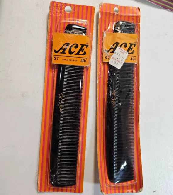 Vintage ACE 7” Hard Rubber Comb #27 Black Durable Heat Resistant Fine