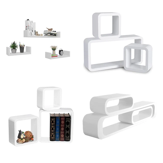 3er Set Wandregal Aus Holz – Weiß, 42 X 10 X 11 Cm, Schwebend, Für Wohnzimmer & Schlafzimmer