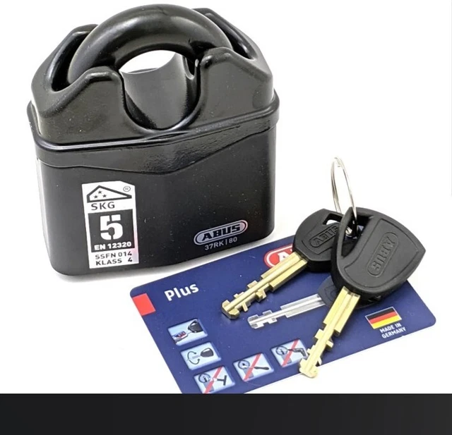 ABUS 37RK/80 GRANIT Padlock Keyed ALIKE with 7 Disc PLUS Keyway  Made in Germany