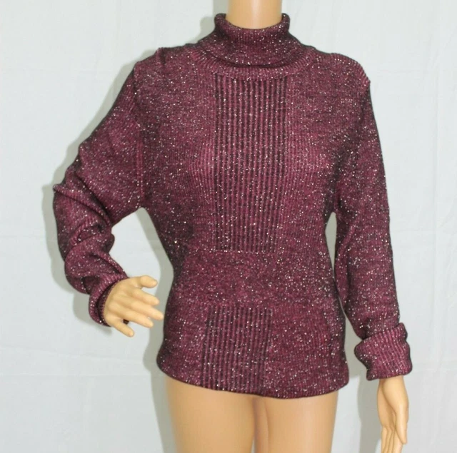 Maglia donna lurex collo alto maniche lunghe vari colori e taglie - maglione