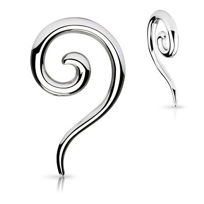Pair - Stainless Steel Spiral Hanger Tapers Gauges Ear Piercing Jewelry (12G-0G)