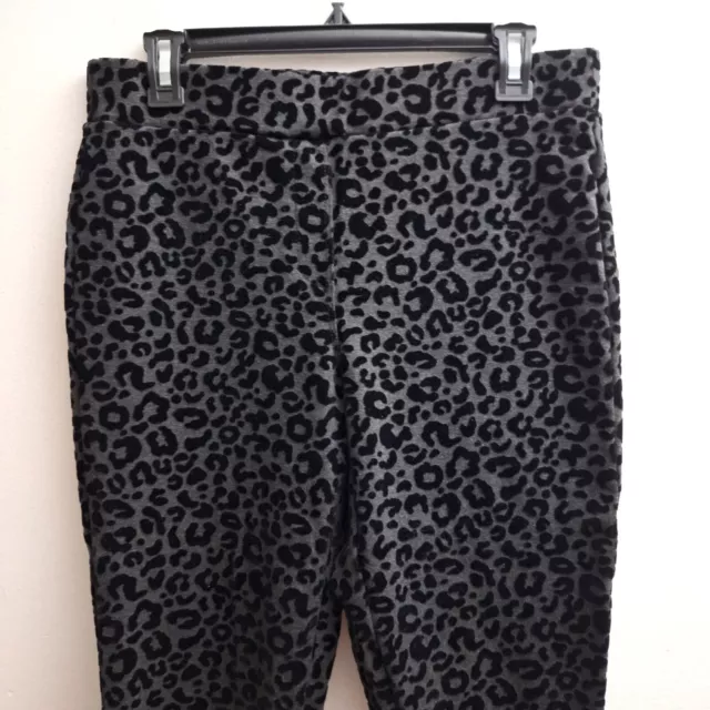 Style & Co Pull On Pants Womens MED Black Textured Animal Print Black Mob Wife 3