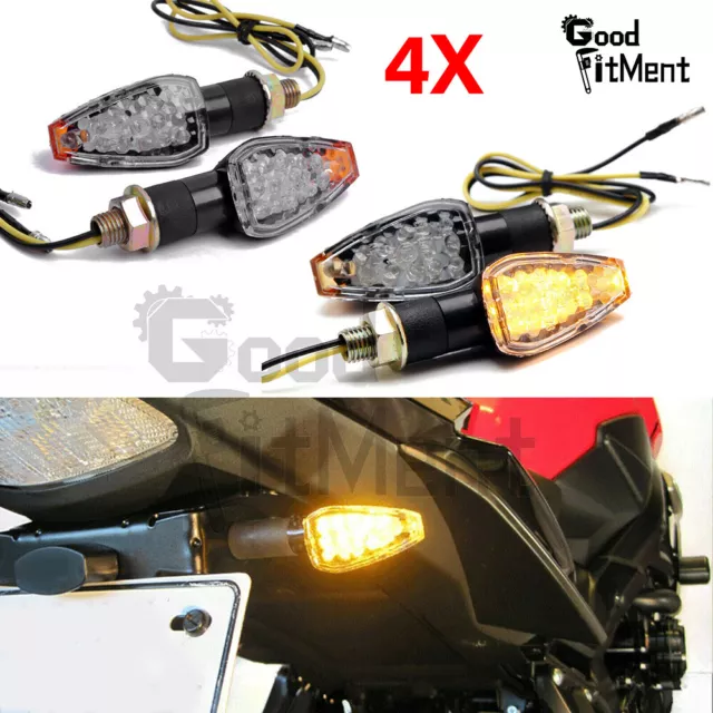 4 Stück Motorrad LED Blinker Miniblinker E Mark Lauflicht Bernstein Universal