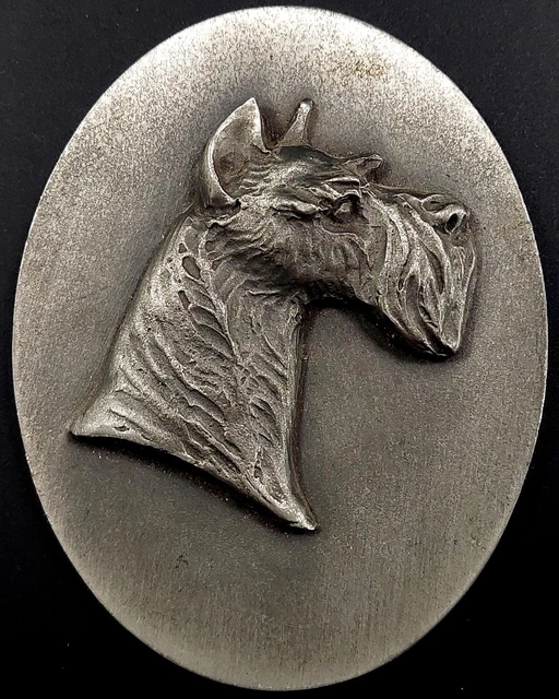 Louise Shattuck "Miniature Schnauzer" Hudson Studio, solid pewter oval! 4.25"!