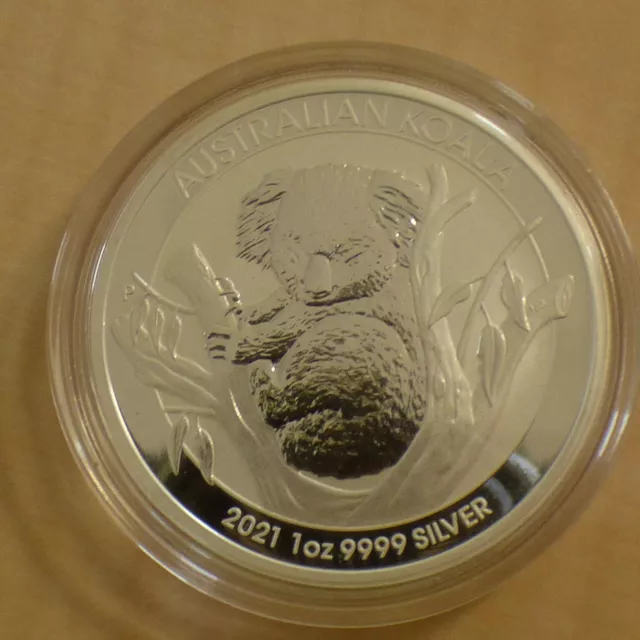 Australia 1 $ Koala 2021 silver 99.9% 1 oz silver coin, within a capsule