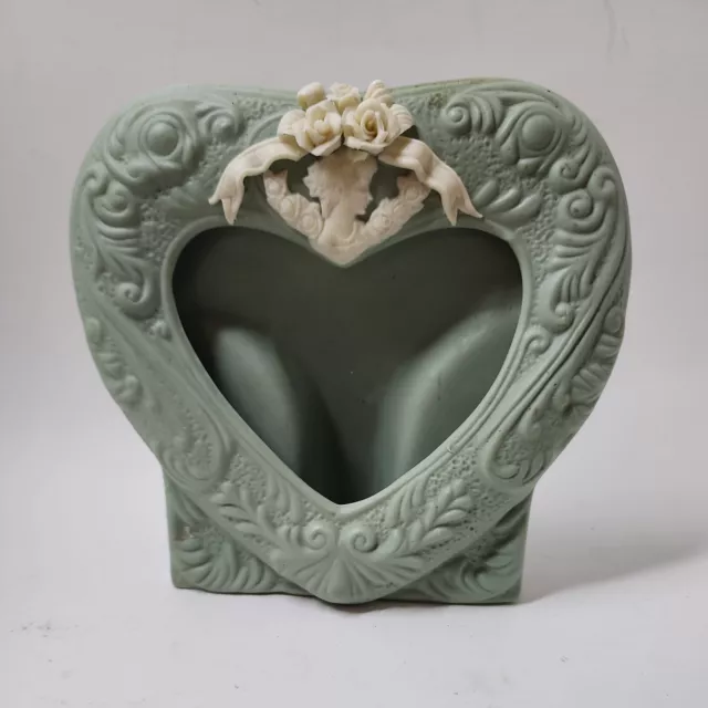 Vintage Porcelain Heart Shaped Picture Frame roses Victorian cottage