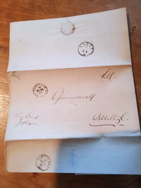 Zofingen Kanton Aargau Schöftland Suhrental Falt-Brief 1860 Inhalt Siegel