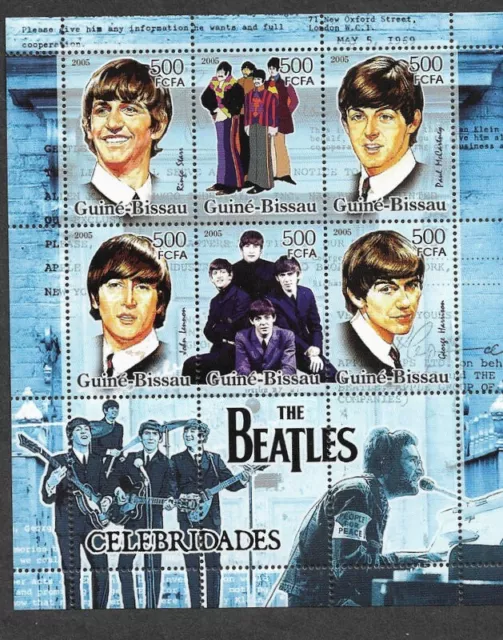 The Beatles Stamps Special Sheet Pop Music Mnh Guine Bissau 2005