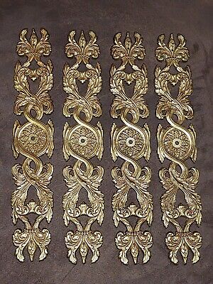 Vintage Ornate Brass Door Backplate Push Handles Antique