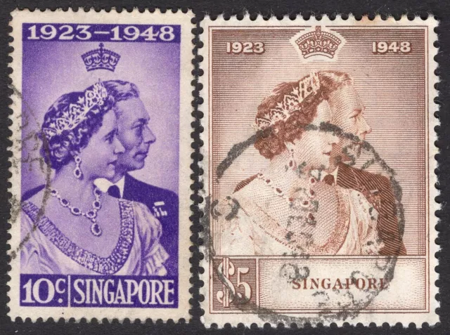 SINGAPORE-1948 Royal Silver Wedding Set Sg 31-32 FINE USED