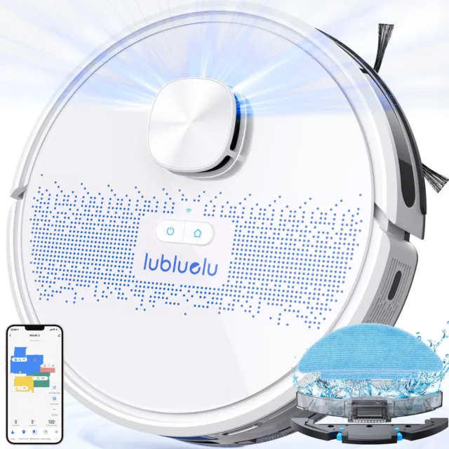 Lubluelu Laser Robot Vacuum Cleaner with Mop 4000Pa Wifi/App Self-Charging White