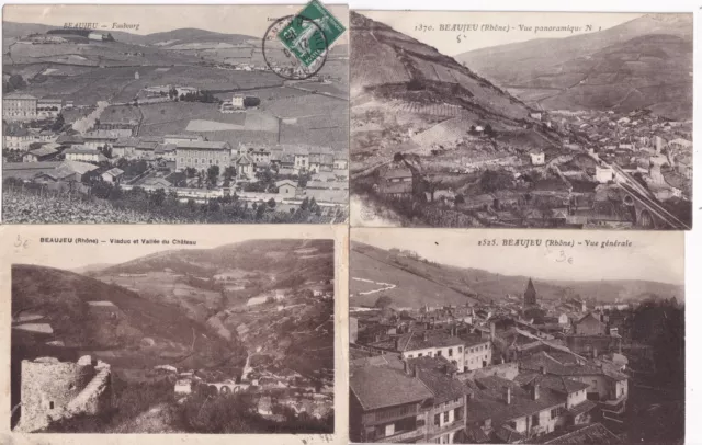 Lot de 4 cartes postales anciennes old postcards BEAUJEU RHÔNE 3