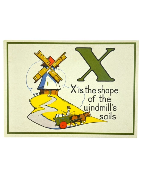 Cavallini Letter X Framable Nursery Art 1930s Repro Alphabet Flash Card Journal
