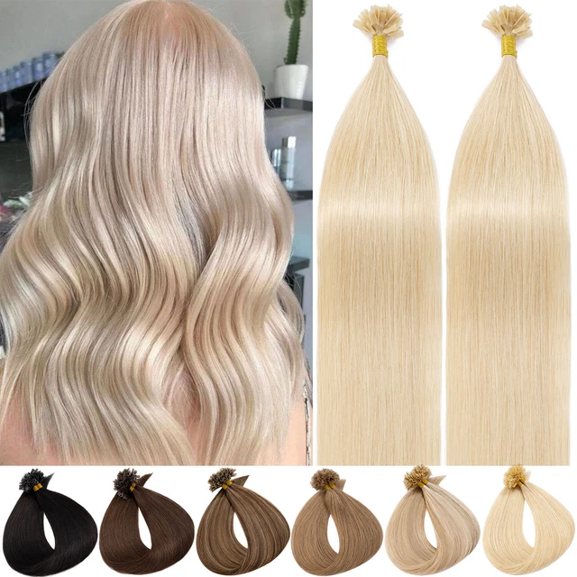 14-24" 100% Remy Hair Keratin Pre Bonded Nail U Tip Human Hair Extensions Blonde