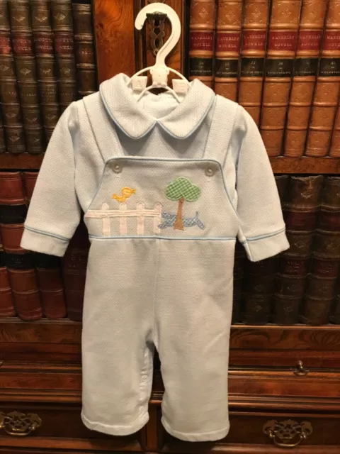 Set 2 pezzi dungare e top vintage per bambini blu pallido - 3-6 M