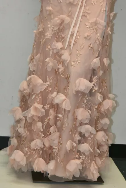 $995 NEW Marchesa Notte Off Shoulder 3 D Embroidery Gown Blush Nude Dress 0 8 16 2