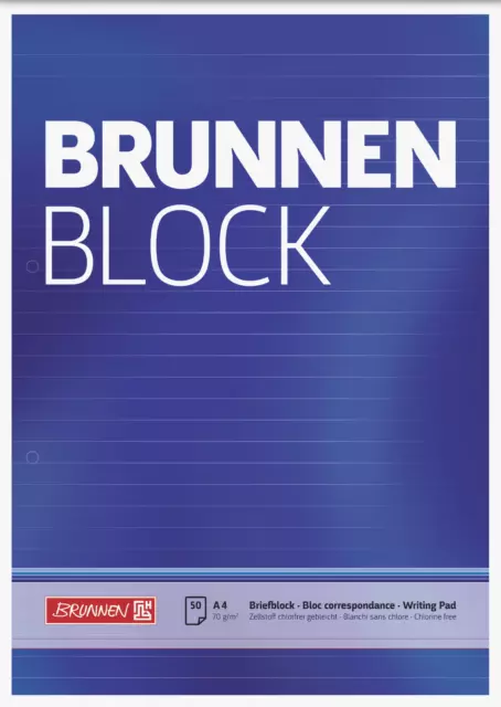 Brunnen Briefblock Schreibblock A4 liniert 50 Blatt 70g/m² 1052757